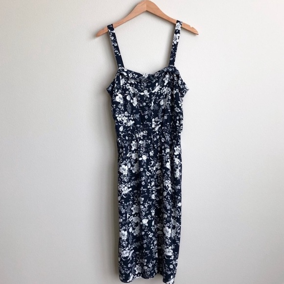 Navy Blue Floral Square Neck size Medium - Picture 13 of 16